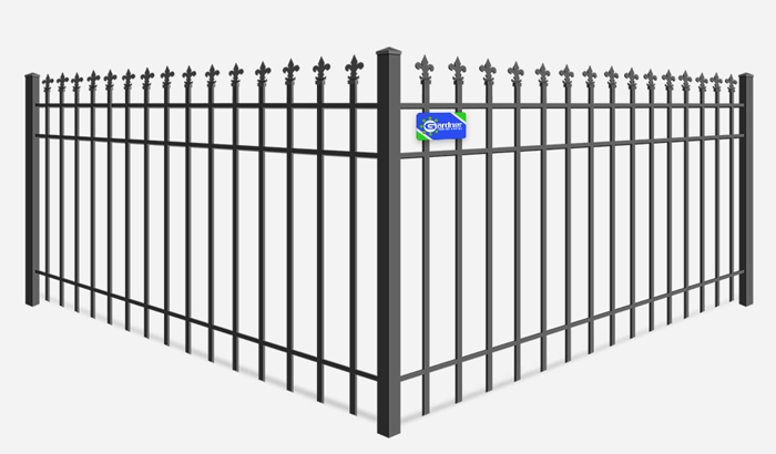 Decorative ornamental steel fence with custom picket tops - Southeast Louisiana