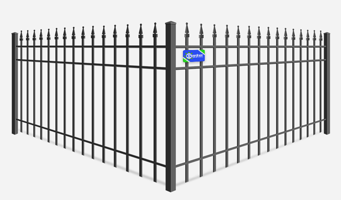 Decorative ornamental steel fence with quad flare finials - Southeast Louisiana