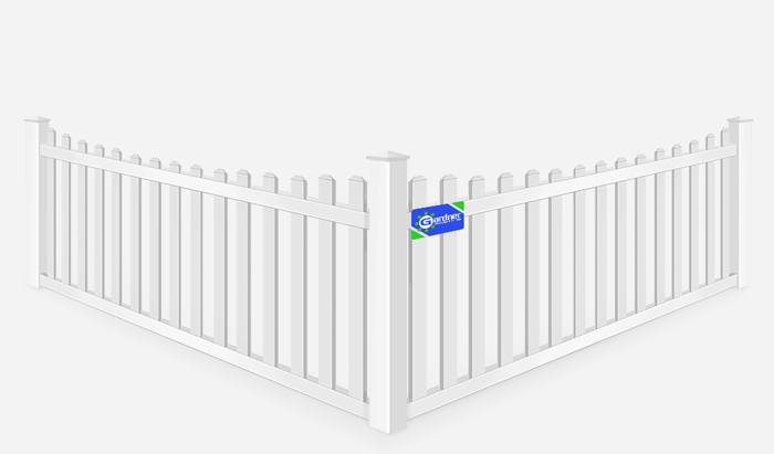 Vinyl white picket scalloped fence installation in Southeast Louisiana